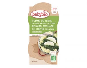 BABYBIO Bols Menu Mes Lgumes - 2x200g  Trio Pommes de Terre Epinard Chvre -8 mois