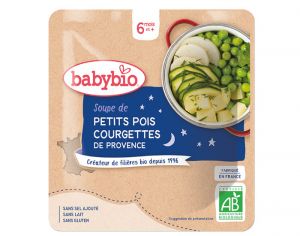 BABYBIO Sachet Menu Bonne Nuit - 190g Soupe Petits Pois Courgette - 6 M