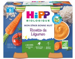 HIPP Mon Diner Bonne Nuit - 2 x 190 g  Risotto de Lgumes - 8M