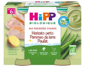 HIPP Ma Premire Viande -  2 x 190 g Haricot vert - Pomme de terre - Poulet - 6M