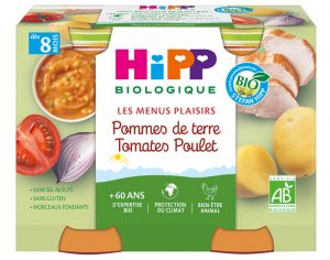 HIPP Les Menus Plaisirs - 2 x 190g Pommes de terre - Tomates - Poulet - 8M