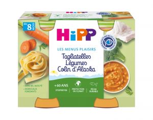 HIPP Les Menus Plaisirs - 2 x 190g Tagliatelles - Lgumes - Colin - 8M