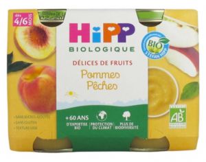 HIPP Dlices de Fruits - 2 x 190g Pommes - Pches - 4 M