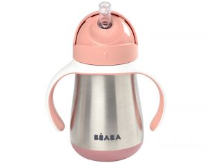 BEABA Tasse Paille Inox Rose - Ds 8 mois - 250 ml