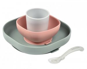 BEABA Set Vaisselle Silicone 4 Pices - Eucalyptus