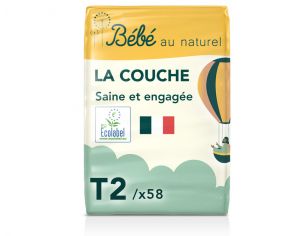 BEBE AU NATUREL La Couche Ecologique - Pack Economique Taille 2 / 3-6 kg Lot x3 / 174 couches