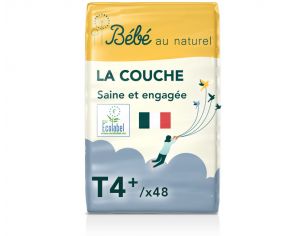 BEBE AU NATUREL La Couche Ecologique - Pack Economique Taille 4+ / 9-20 kg Lot x3 / 144 couches