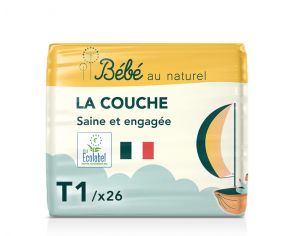 BEBE AU NATUREL La Couche Ecologique Taille 1 / 2-5 kg A l'unit / 26 couches