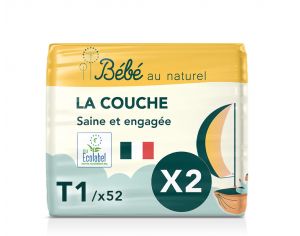 BEBE AU NATUREL La Couche Ecologique Taille 1 / 2-5 kg Lot x2 / 52 couches