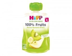 HIPP Gourde 100% Fruits - Ds 6 Mois - 90g Poire Banane Kiwi