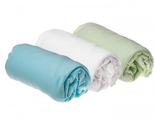 EASYDORT Lot de 3 Draps Housse Jersey Coton - Anis Blanc Turquoise 60 x 120 cm