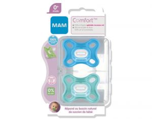 MAM Sucette Comfort en Silicone - 0+ m - Lot de 2