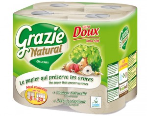 GRAZIE NATURAL Papier Toilette Recycl 2 Plis - Lot de 8 Rouleaux