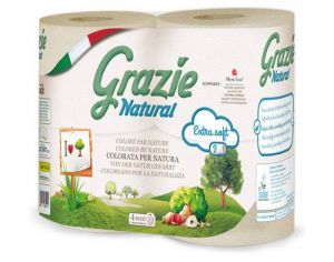 GRAZIE NATURAL Papier Toilette Recycl 3 Plis - Lot de 4 Rouleaux