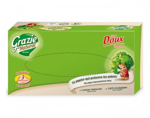 GRAZIE NATURAL Boite de Mouchoirs en Papier Recycl 3 Plis - 80 Feuilles