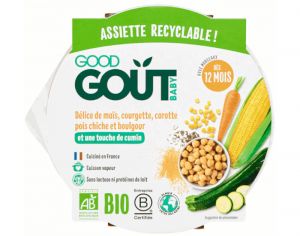 GOOD GOUT Petit Plat pour Bb 250 g - Mas, Courgette, Carotte, Pois chiche, Boulgour - Ds 12 mois