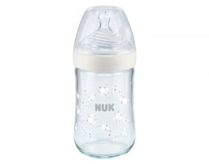 NUK Biberon Nature Sense en Verre Temperature Control - Ttine Silicone Taille M