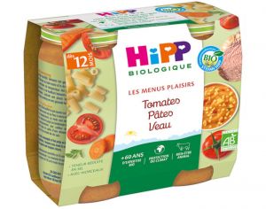 HIPP Les Menus Plaisirs - 2 x 250 g Tomates - Ptes - Veau - 12M