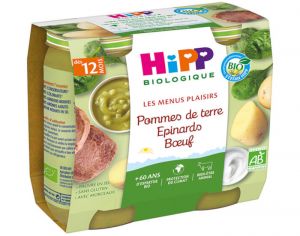 HIPP Les Menus Plaisirs - 2 x 250 g Epinard - Pomme de terre - Boeuf - 12M