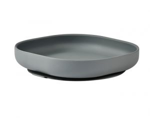 BEABA Assiette Silicone Ventouse - Gris Minral