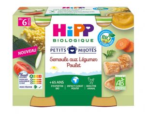 HIPP Les Petits Mijots - 2 x 190 g Semoule aux Lgumes Poulet - 6M