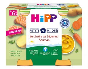 HIPP Les Petits Mijots - 2 x 190 g Jardinire de Lgumes Saumon - 6M