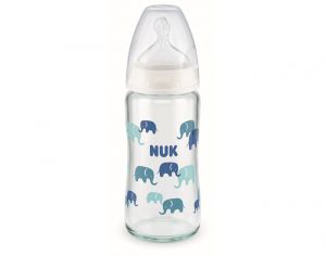 NUK Biberon Elephant First Choice+ en Verre Temperature Control 240ml - Ttine Silicone M