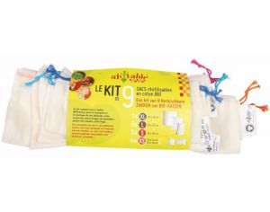 AH TABLE Kit 9 sacs rutilisables en Coton Bio