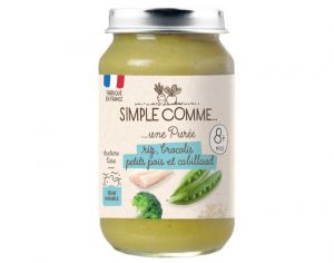 SIMPLE COMME Petits Pots Menu - 200g - Ds 8 Mois Riz Brocolis Petits Pois Cabillaud