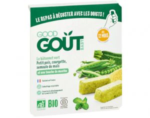 GOOD GOUT Le Btonnet Vert : Petit Pois, Courgette, Semoule de Mas 120 g - Ds 12 mois