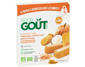 GOOD GOUT Le Btonnet Orange : Patate Douce, Lentilles Corail, Potiron et Courge 120 g - Ds 12 mois