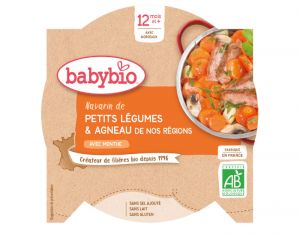 BABYBIO Mon p'tit Plat Assiette - 230 g ou 260 g Navarin de Petits Lgumes & d'Agneau Franais - 12 M