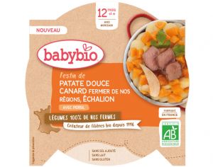 BABYBIO Mon p'tit Plat Assiette - 230 g ou 260 g Patate Douce Canard du Poitou chalion - 12 M