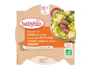 BABYBIO Mon p'tit Plat Assiette - 230 g ou 260 g Panais Petits Pois & Canard - Ds 15 M