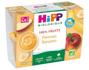 HIPP 100% Fruits - 4 x 100 g Pommes Bananes - 4M