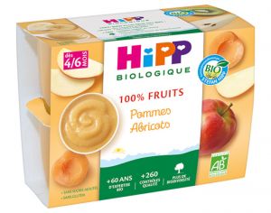 HIPP 100% Fruits - 4 x 100 g Pommes Abricots - AA - 4M