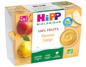 HIPP 100% Fruits - 4 x 100 g Pommes Coings - 4M