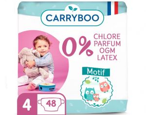 CARRYBOO Couches cologiques Non Irritantes - Pack Economique T4 / 7-18 kg / 48 couches