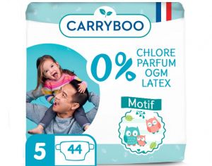 CARRYBOO Couches cologiques Non Irritantes - Pack Economique T5 / 12-25 kg / 44 couches