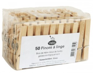 LA DROGUERIE ECOPRATIQUE 50 Pinces  linge en Bois certifi FSC