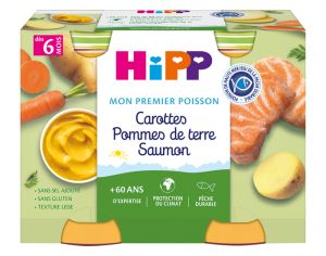 HIPP Mon premier Poisson - 2 x 190g Carotte - PDT - Saumon - 6M