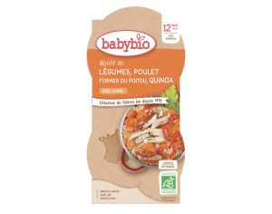 BABYBIO Bols Menu du Jour - 2 x 200 g Mijot de Lgumes Poulet fermier du Poitou & Quinoa - 12 Mois