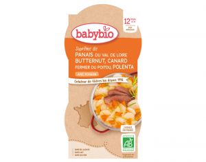 BABYBIO Bols Menu du Jour - 2 x 200 g Panais Courge Canard Polenta - 12mois