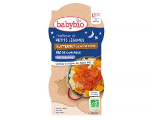 BABYBIO Bols Bonne Nuit - 2 x 200 g Tendresse de petits lgumes - Riz - 12 mois