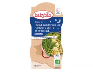 BABYBIO Bols Bonne Nuit - 2 x 200 g Haricots Verts de Vende - Panais - Bl - 12 mois