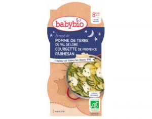 BABYBIO Bols Bonne Nuit - 2 x 200 g cras de Pommes de Terre et Courgettes - 8 mois