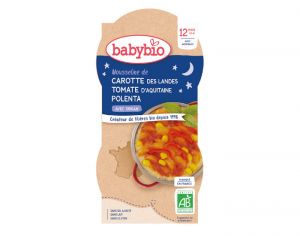 BABYBIO Bols Bonne Nuit - 2 x 200 g Carotte Tomate Polenta - Ds 12 mois