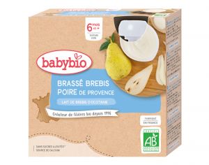 BABYBIO Gourdes Brass au Lait de Brebis d'Occitanie - 4x85 g - Ds 6 mois Poire de Provence