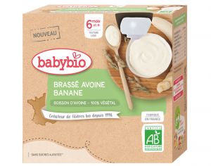 BABYBIO Gourde Brass Vgtal - 4x85 g - Ds 6 mois Avoine Banane