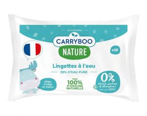 CARRYBOO Lingettes  l'Eau  l'extrait de Calendula Bio - 58 Lingettes